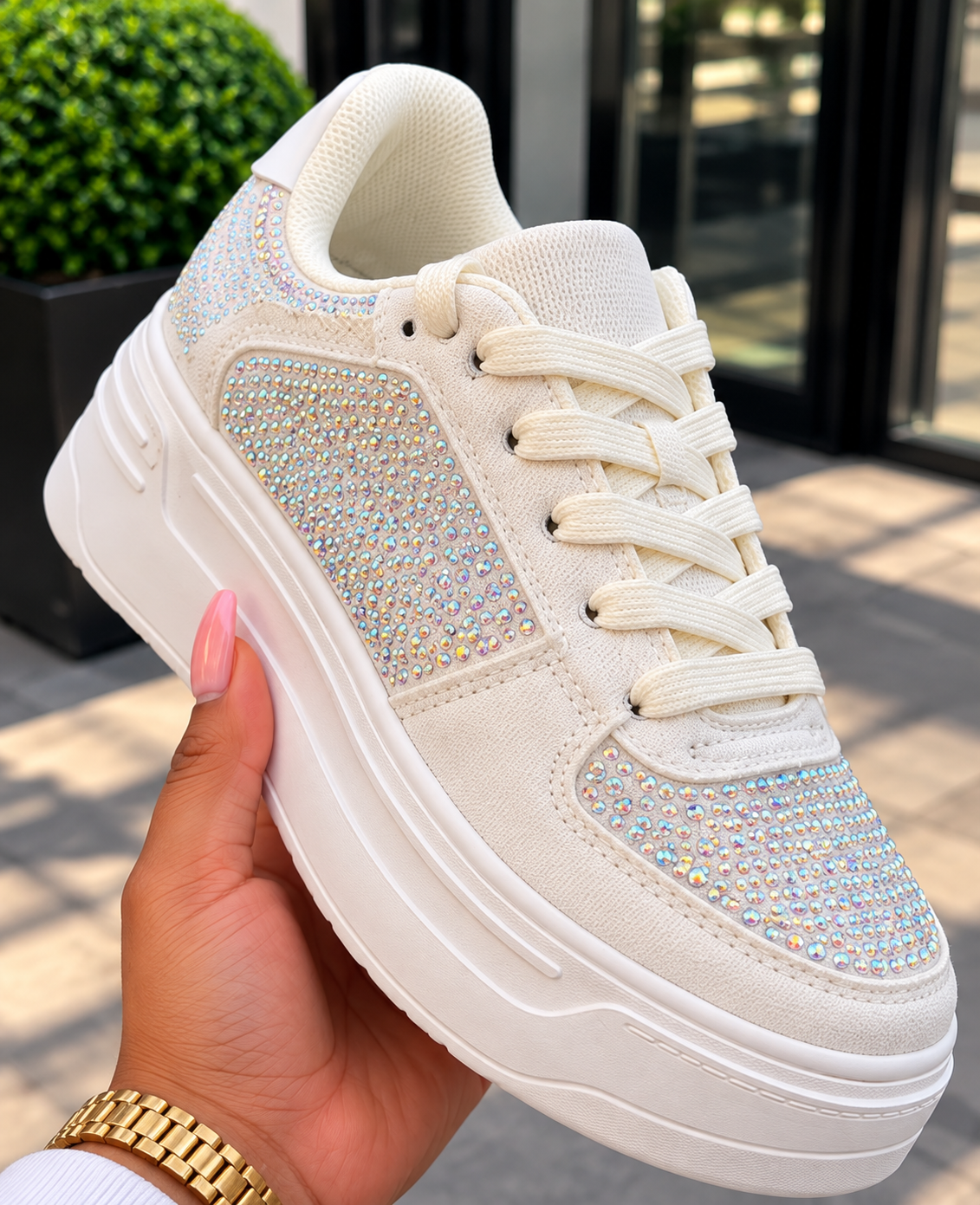 Marsel Rhinestone Lace Up Sneaker