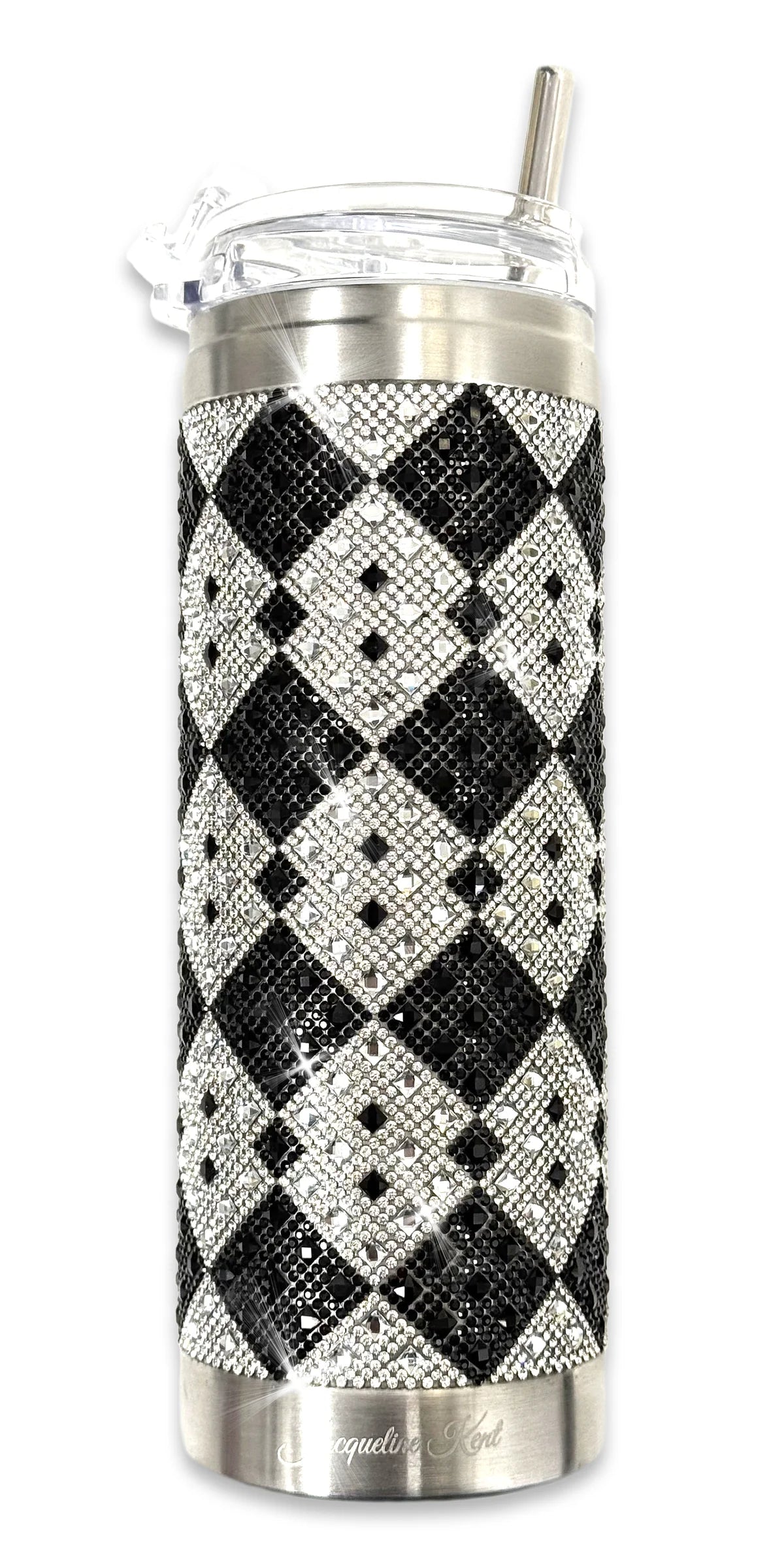 Rhinestone Tumbler With Metal Straw