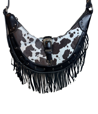 Cow Print Fringe Purse