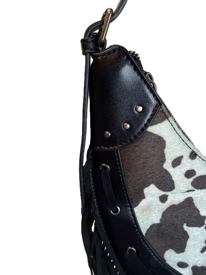 Cow Print Fringe Purse