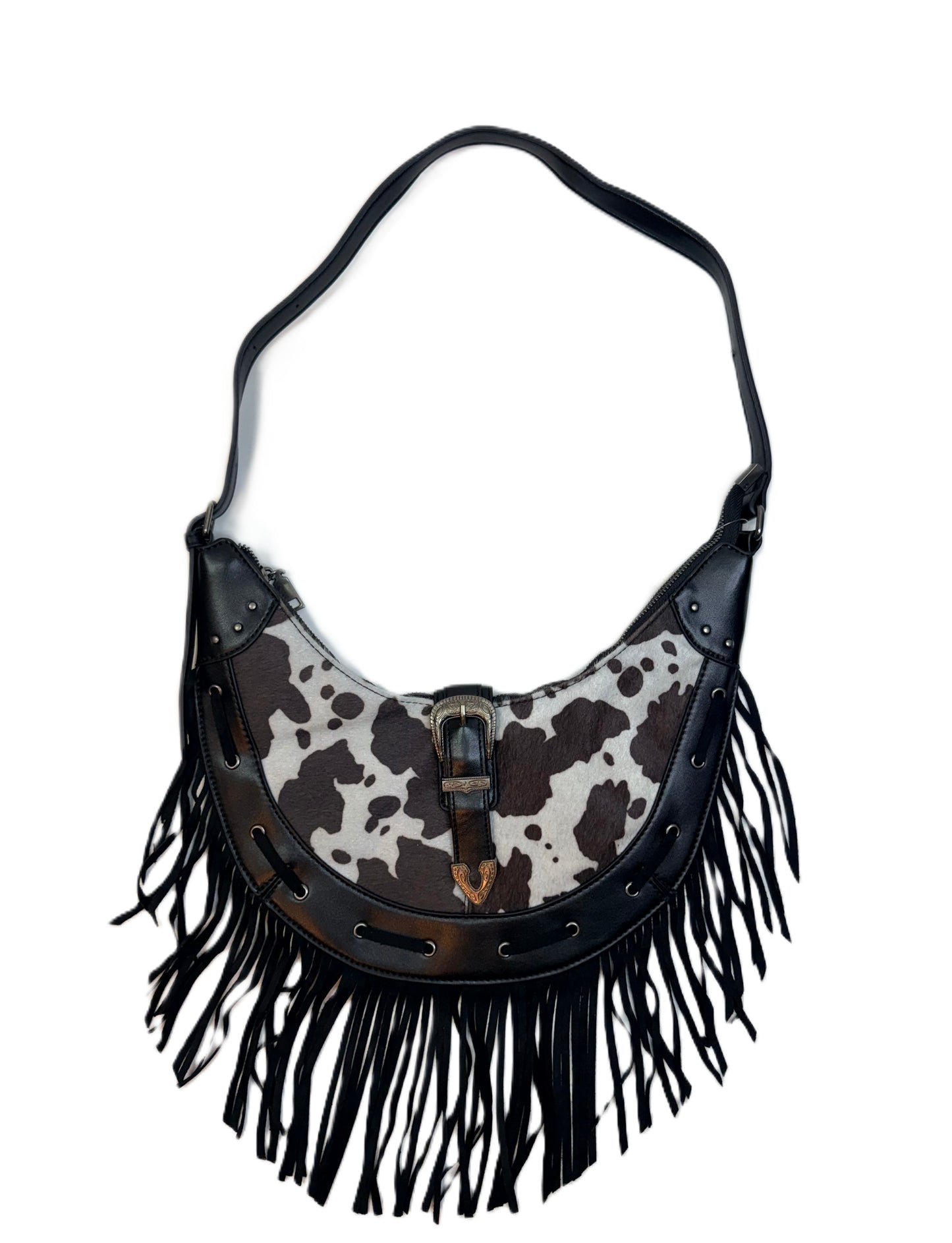 Cow Print Fringe Purse