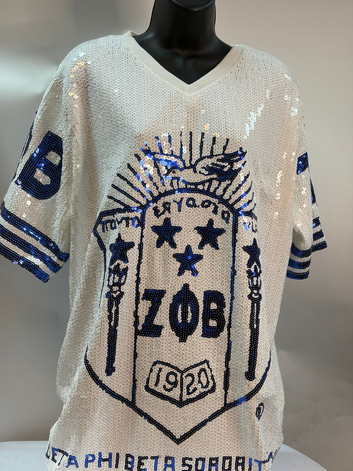 Sorority Sequin Jersey Shirt – Oversized Greek Paraphernalia Top
