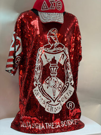 Sorority Sequin Jersey Shirt – Oversized Greek Paraphernalia Top