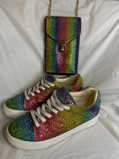 Cozzy Rhinestone Sneakers - Rhinestone Glitter Sneakers | Sparkly Lace-Up Shoes