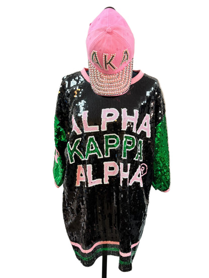 Sorority Sequin Jersey Shirt – Oversized Greek Paraphernalia Top