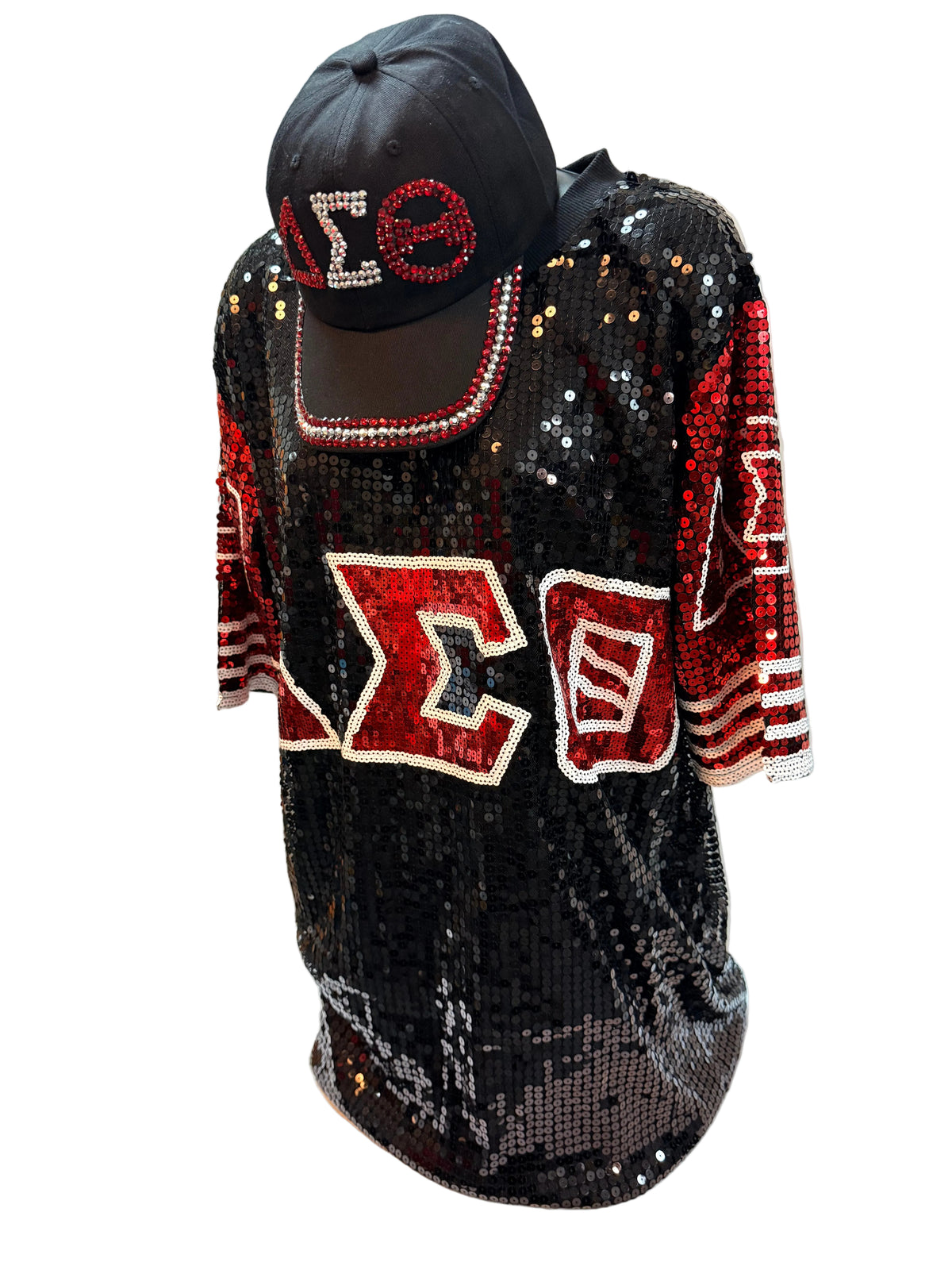 Sorority Sequin Jersey Shirt – Oversized Greek Paraphernalia Top