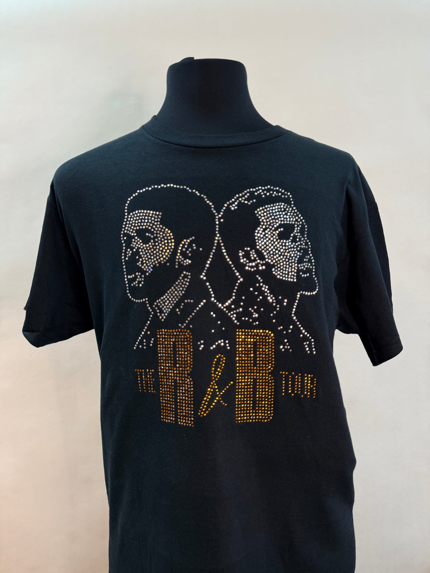 R&B Tour Gold Rhinestone Graphic T-Shirt