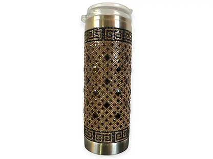 Rhinestone Tumbler With Metal Straw