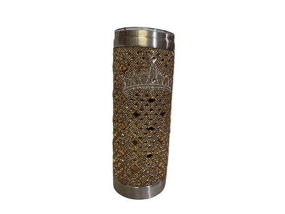 Rhinestone Tumbler With Metal Straw