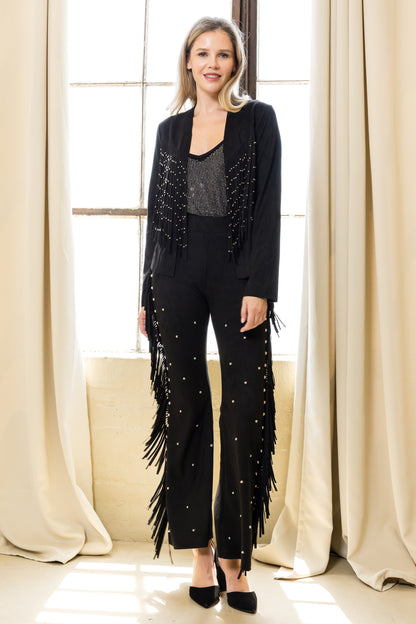 Fringed Suede Studded Pants
