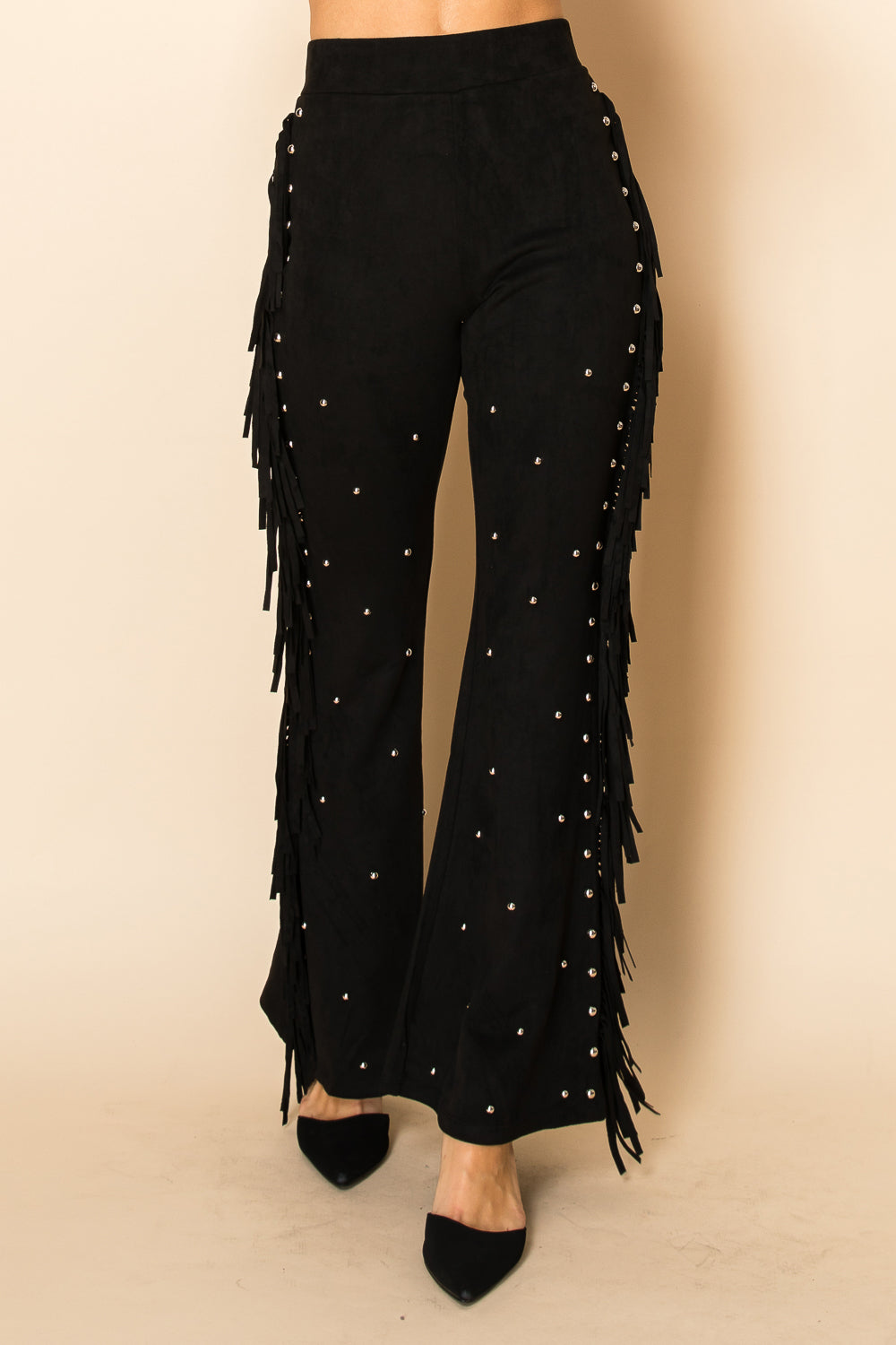Fringed Suede Studded Pants