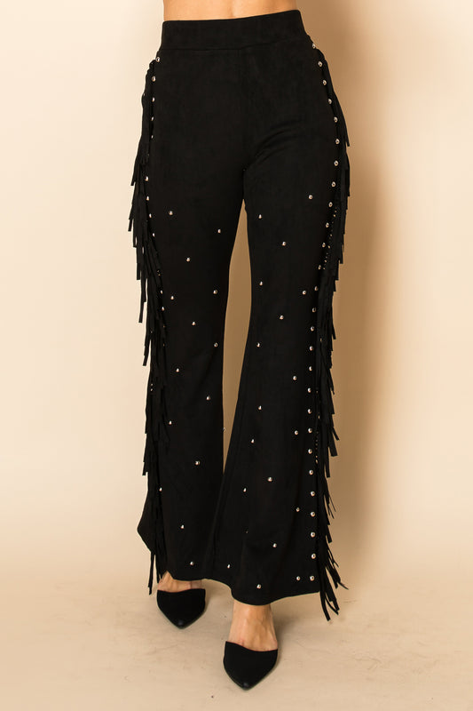 Fringed Suede Studded Pants