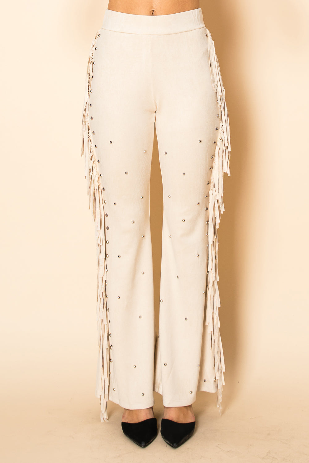 Fringed Suede Studded Pants