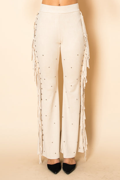 Fringed Suede Studded Pants