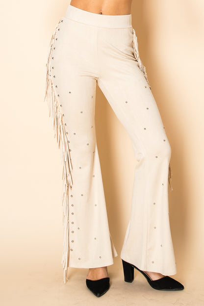 Fringed Suede Studded Pants