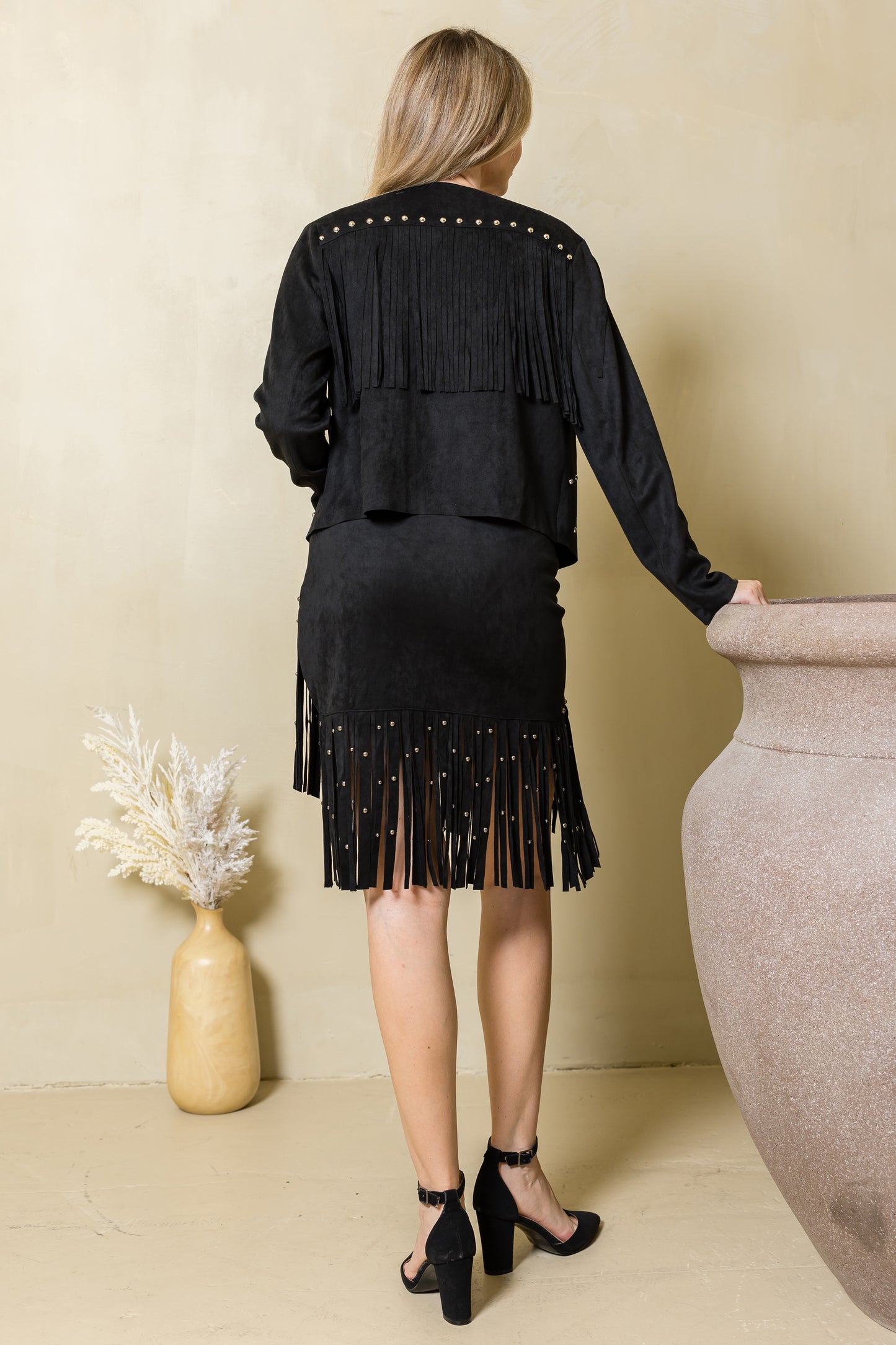 Studded Fringe Suede Jacket