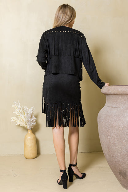 Studded Fringe Suede Jacket