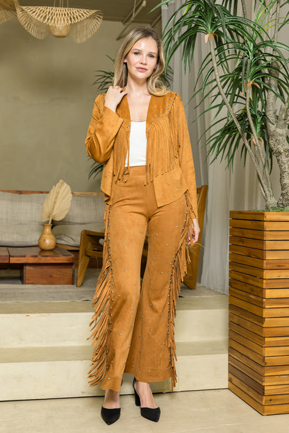 Fringed Suede Studded Pants