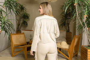 Studded Fringe Suede Jacket