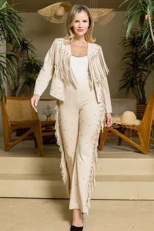 Studded Fringe Suede Jacket