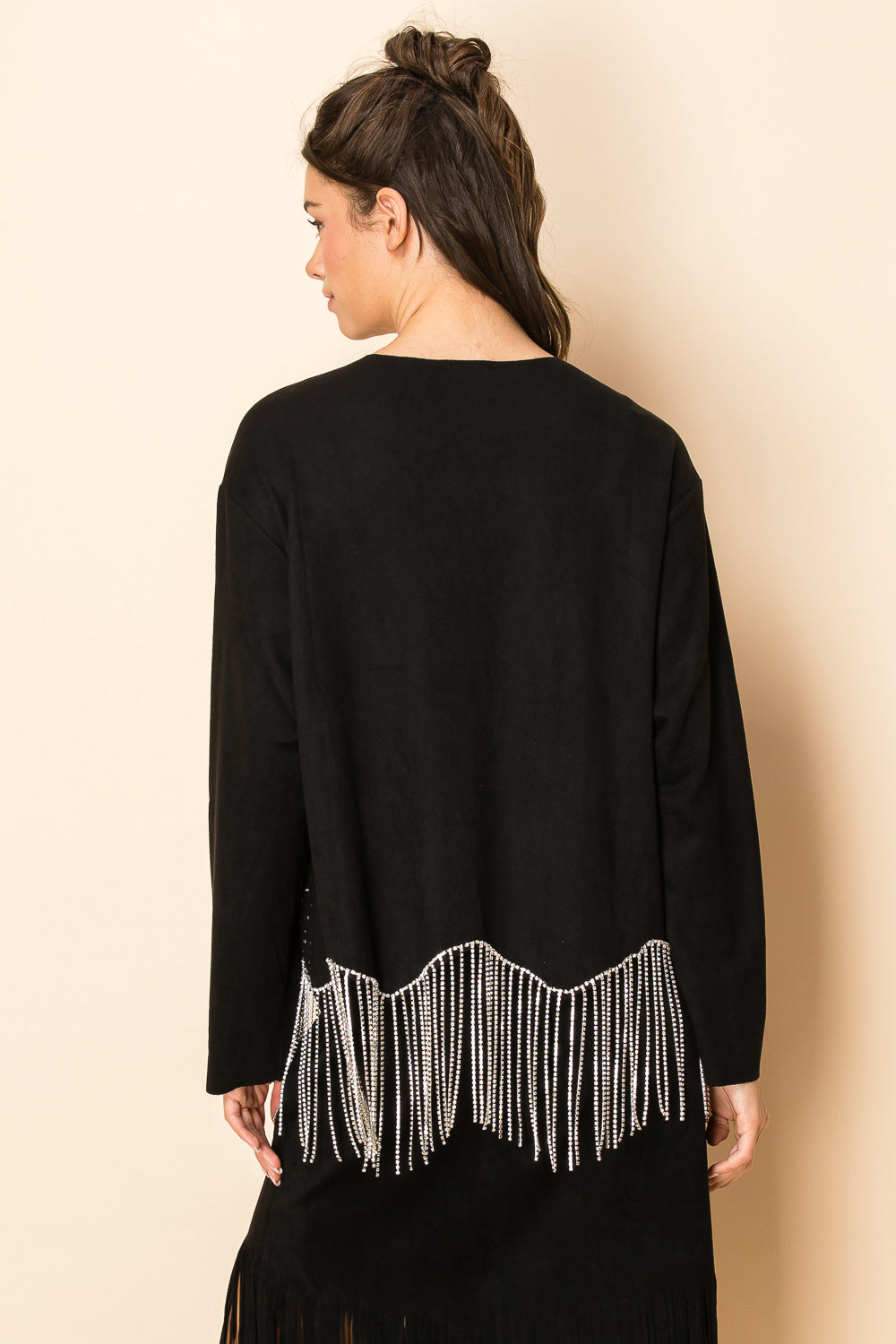 Stone Fringe Suede Jacket