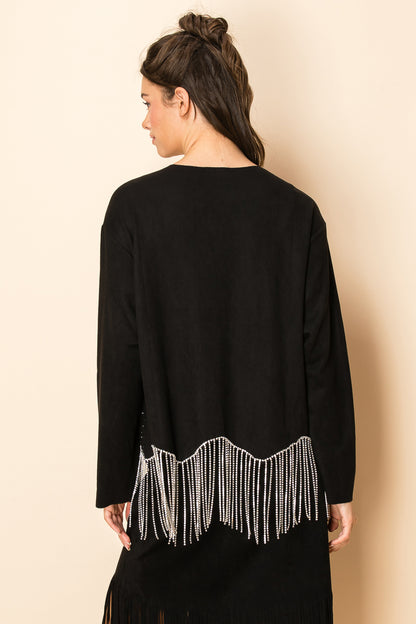 Stone Fringe Suede Jacket