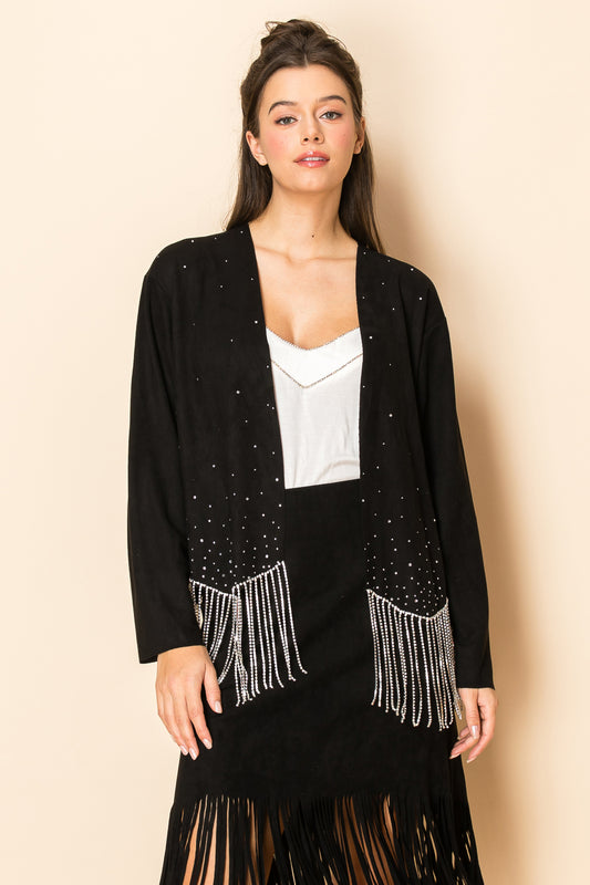Stone Fringe Suede Jacket