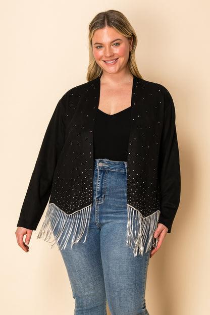 Stone Fringe Suede Jacket