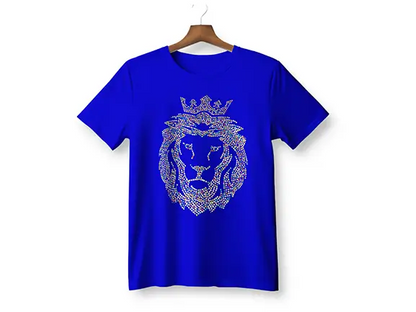 Gildan King Lion T-Shirt with Rainbow Colored Rhinestones