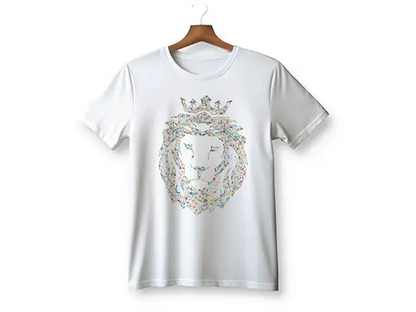 Gildan King Lion T-Shirt with Rainbow Colored Rhinestones