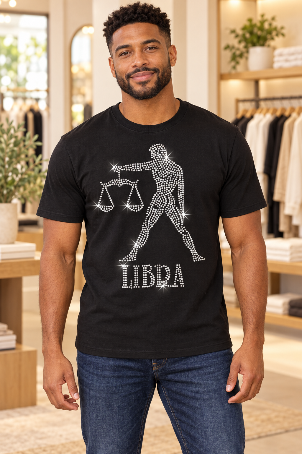 Bling Zodiac Rhinestone Figure Graphic T-Shirts