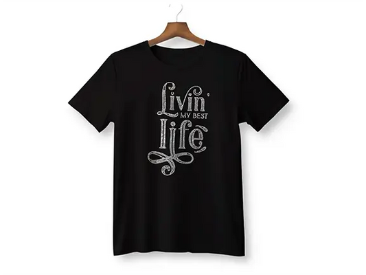 “Livin’ My Best Life” Rhinestone Gildan T-Shirt