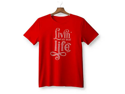 “Livin’ My Best Life” Rhinestone Gildan T-Shirt