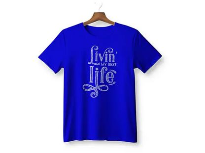 “Livin’ My Best Life” Rhinestone Gildan T-Shirt