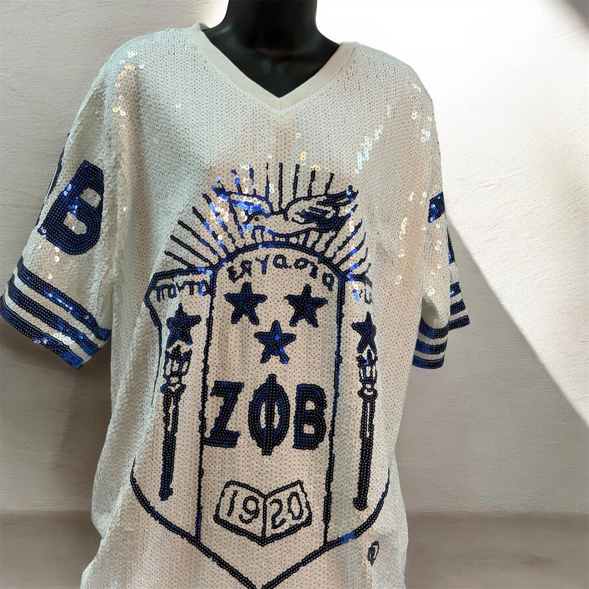 Sorority Sequin Jersey Shirt – Oversized Greek Paraphernalia Top