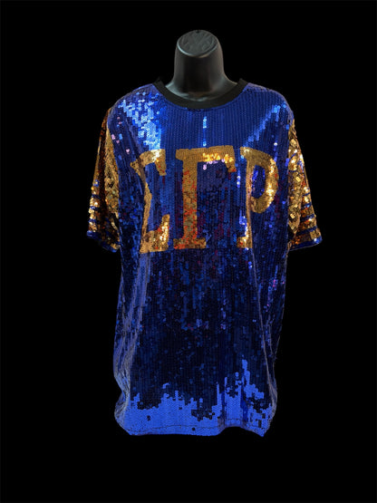 Sorority Sequin Jersey Shirt – Oversized Greek Paraphernalia Top