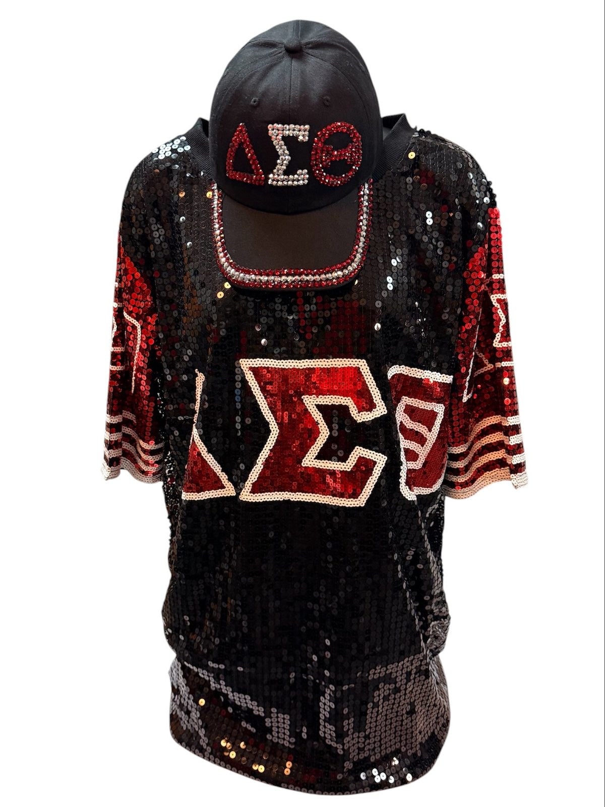 Sorority Sequin Jersey Shirt – Oversized Greek Paraphernalia Top