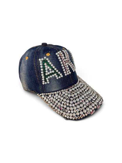 Bling Sorority Rhinestone & Pearl Caps | Greek Letter Hats
