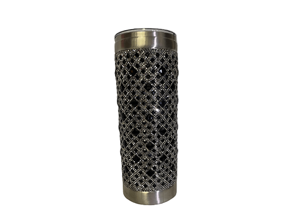 Rhinestone Tumbler With Metal Straw