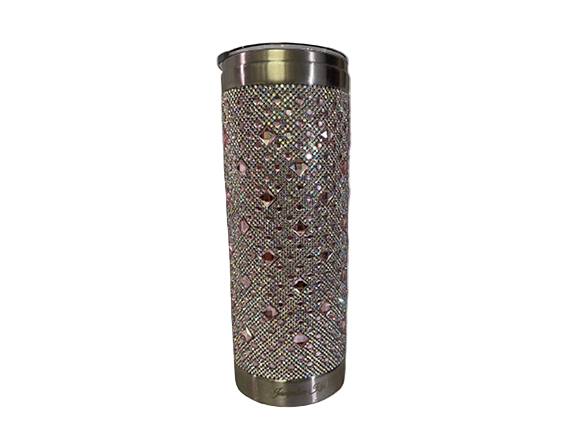 Rhinestone Tumbler With Metal Straw