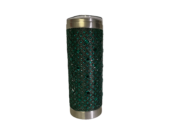Rhinestone Tumbler With Metal Straw
