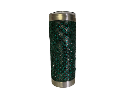 Rhinestone Tumbler With Metal Straw