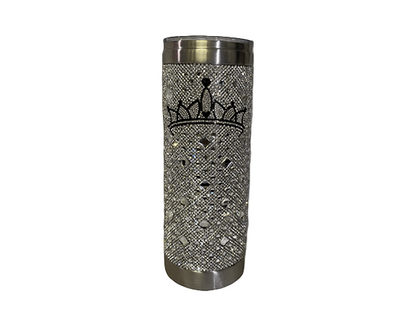 Rhinestone Tumbler With Metal Straw