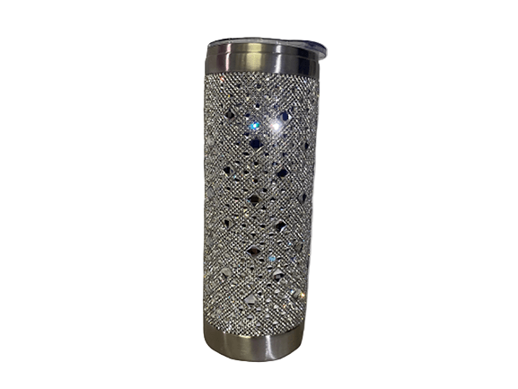 Rhinestone Tumbler With Metal Straw