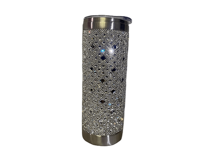 Rhinestone Tumbler With Metal Straw