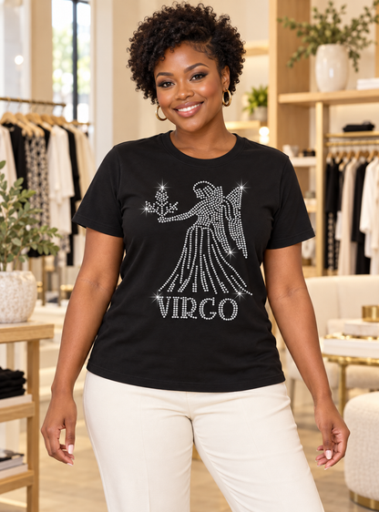 Bling Zodiac Rhinestone Figure Graphic T-Shirts