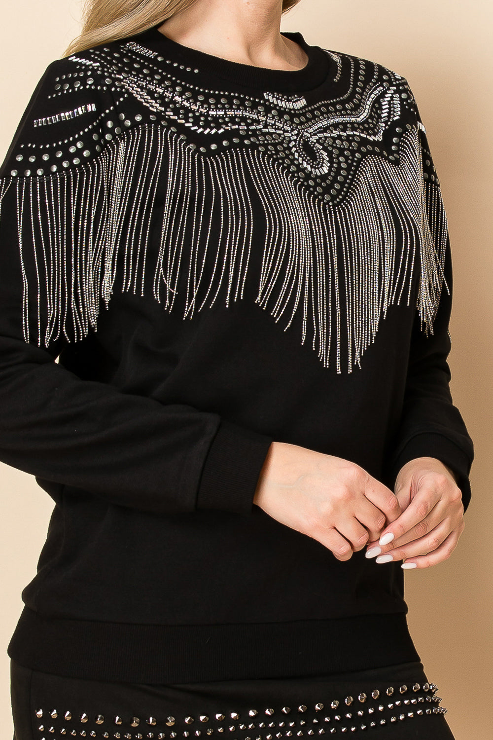 Stones & Metal Fringe Sweatshirt