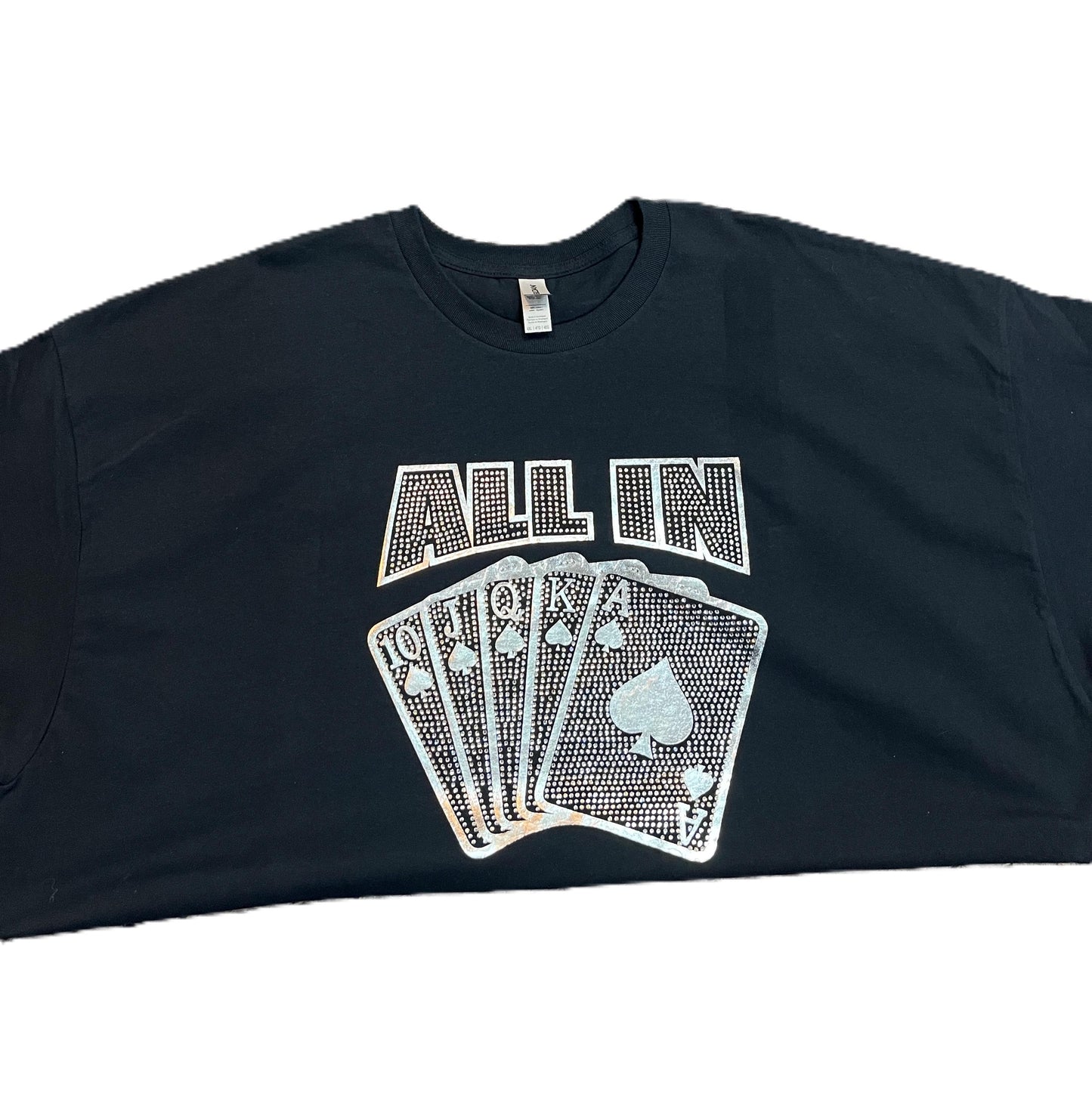 All In Gambling Card Rhinestone Casino T Shirt