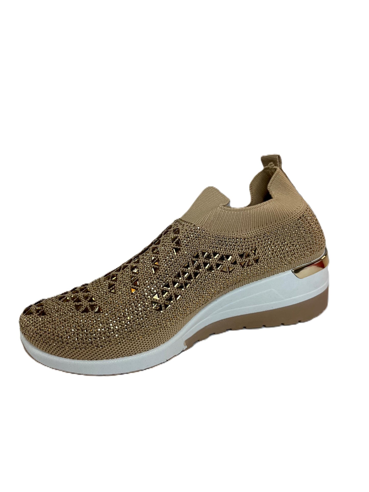 Gold and Red Rhinestone Dazzling Slip on Sneaker