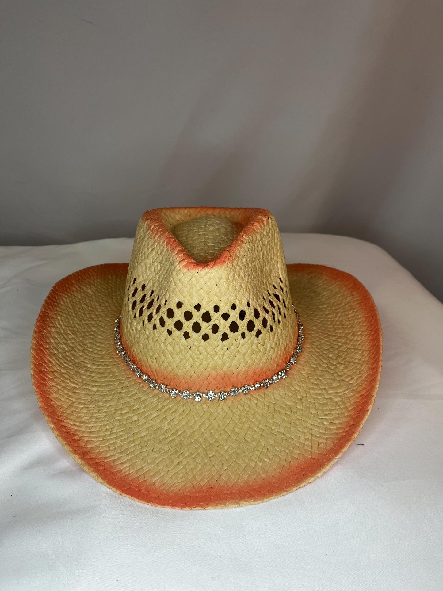 Western Straw Cowboy Hat with Rhinestone Band